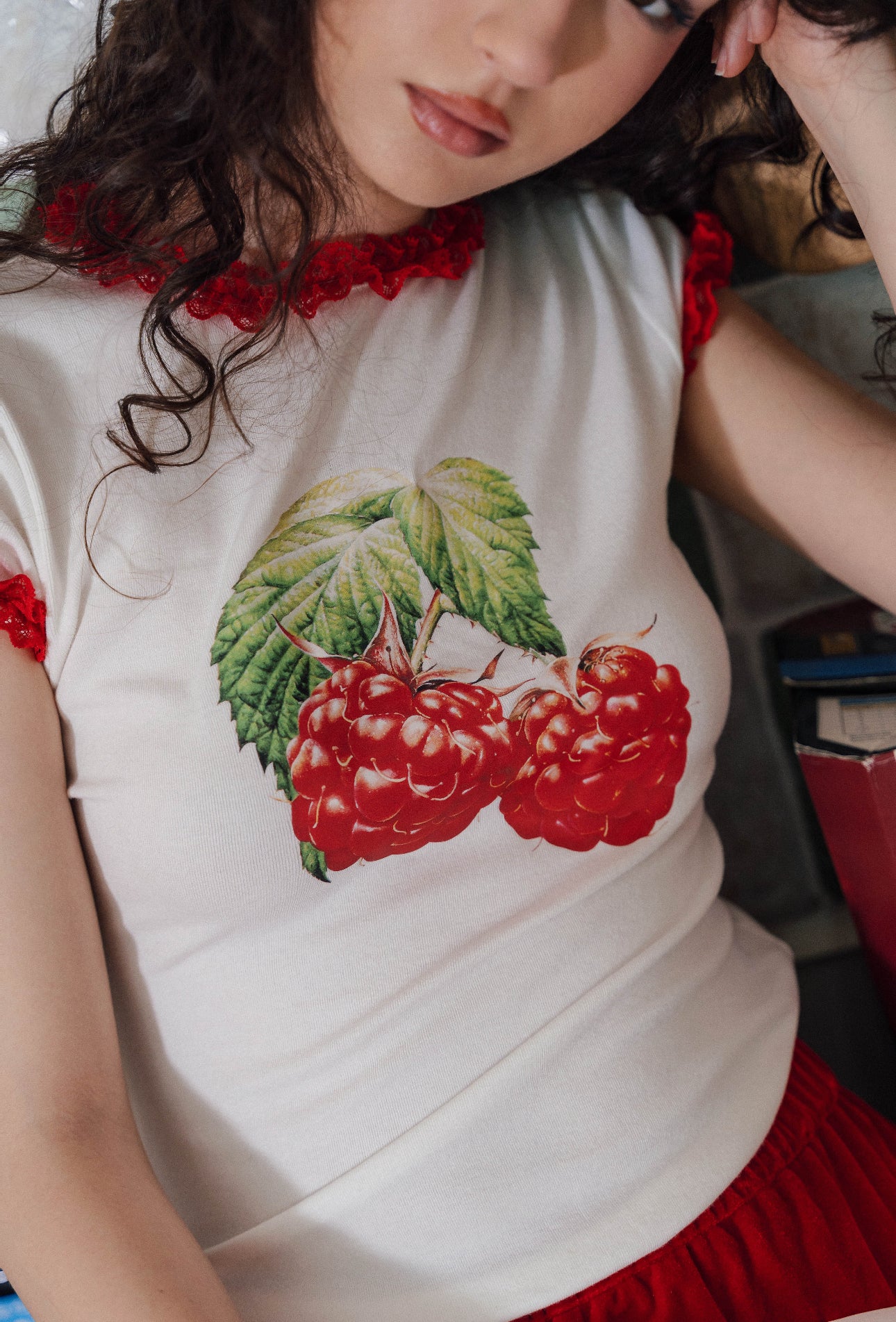 Berry Print Lace Crop Top