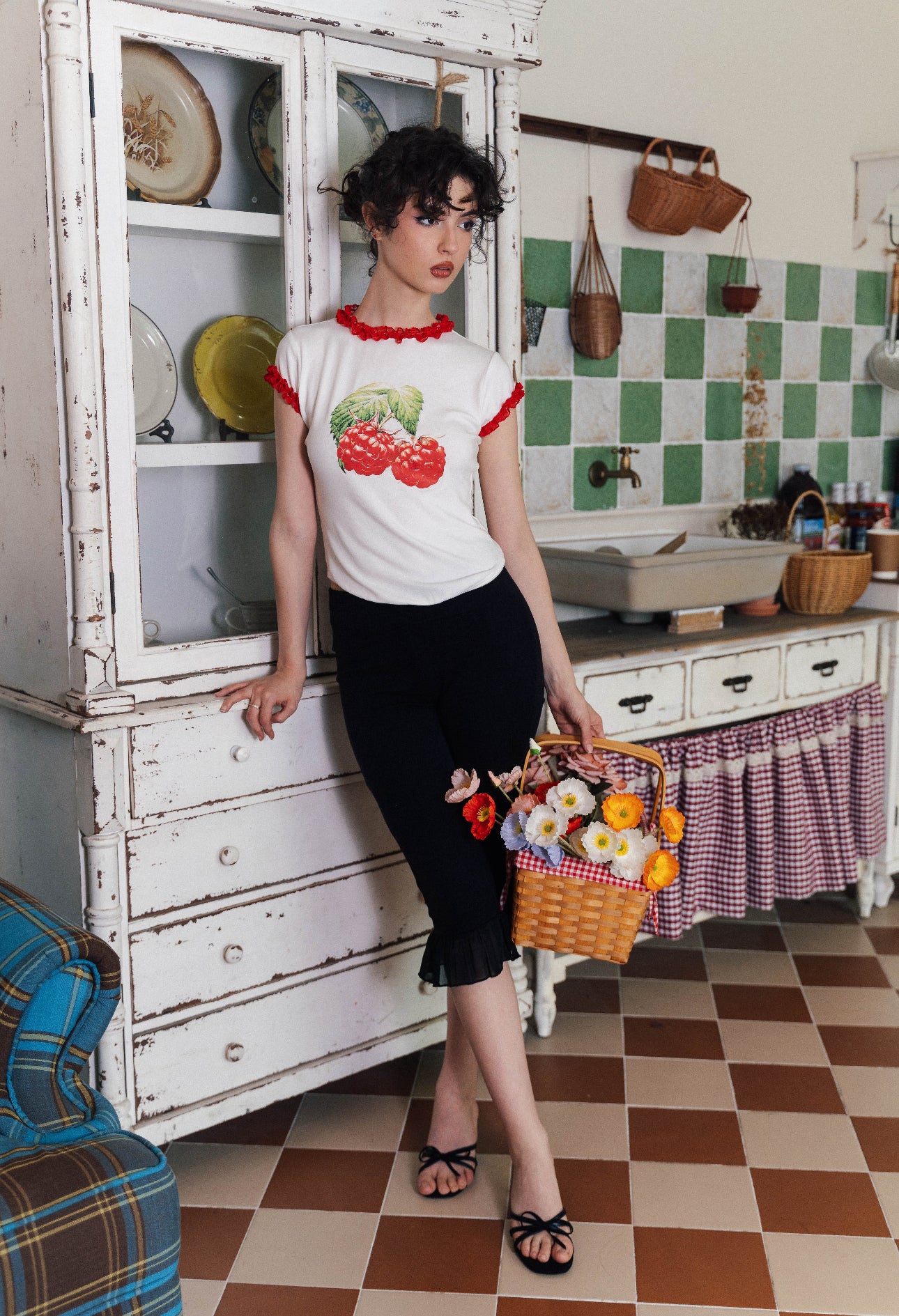 Berry Print Lace Crop Top