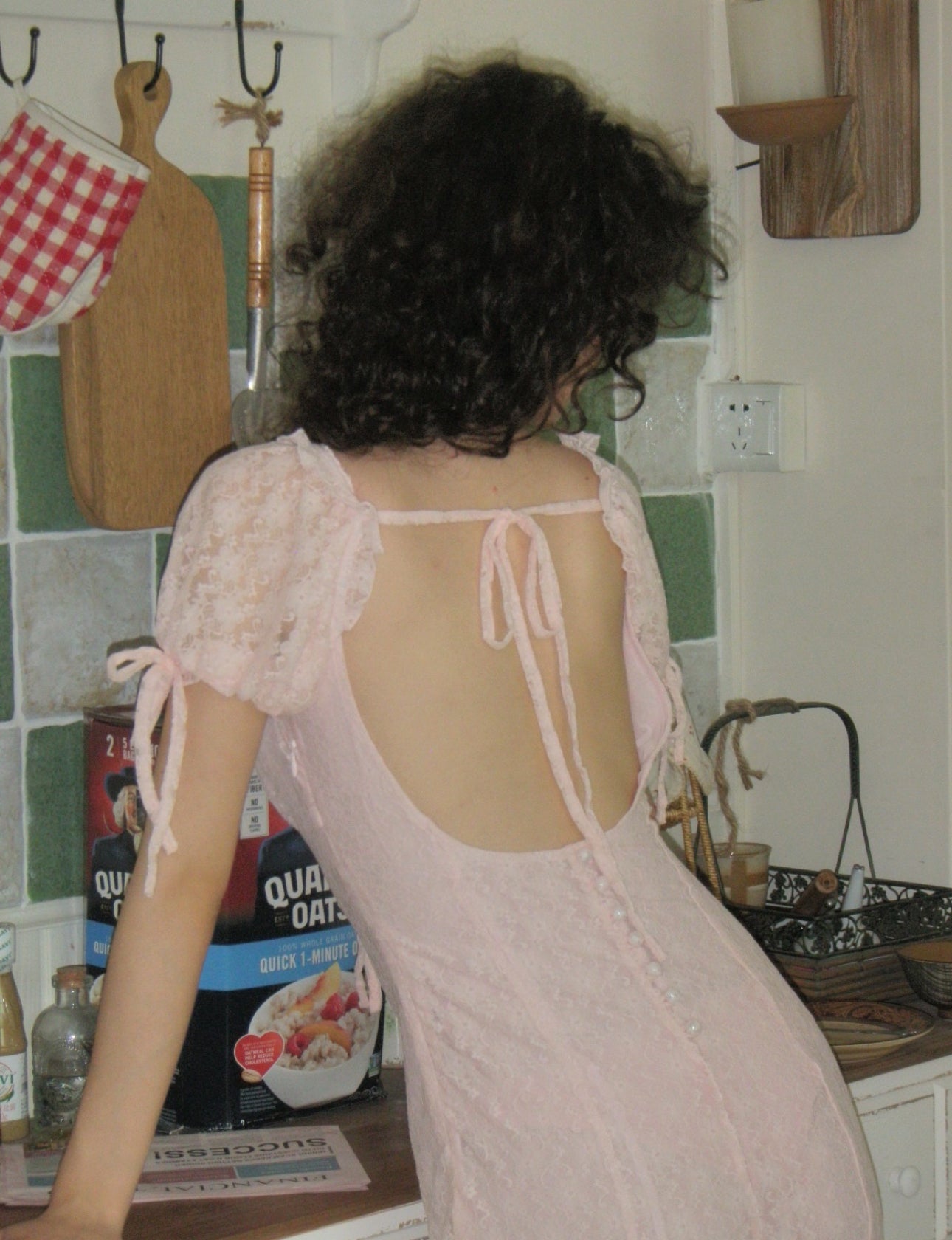 Pink Lace Midi Dress