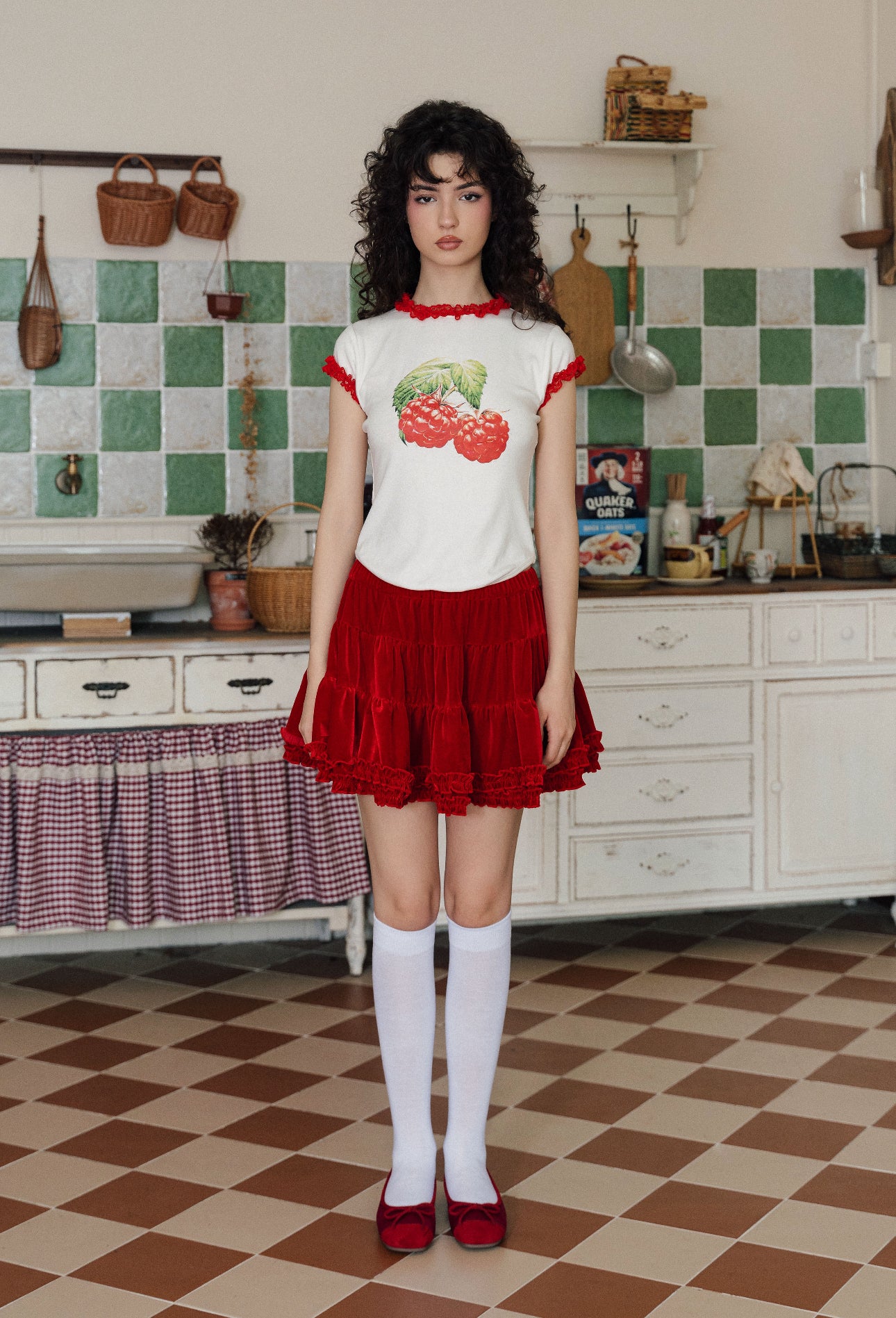 Berry Print Lace Crop Top