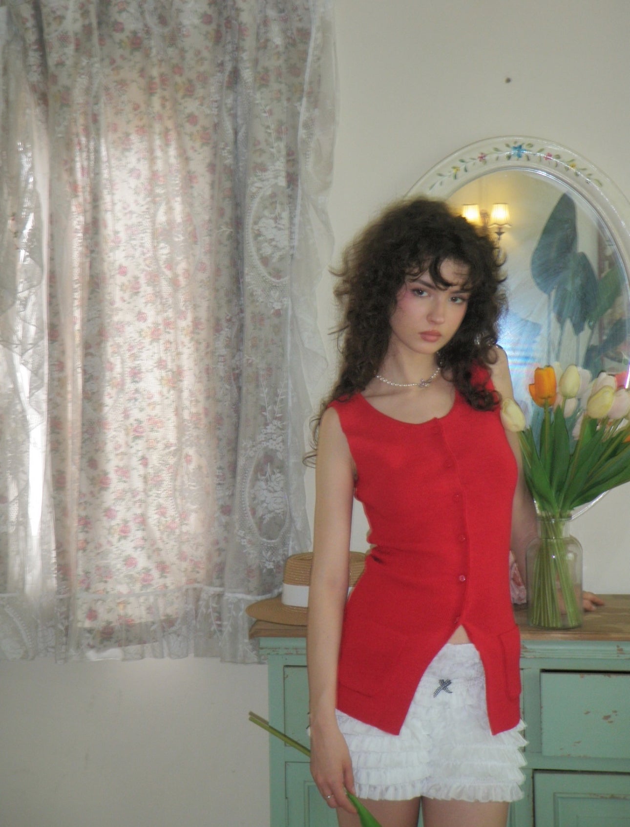 Tomato Red Knit Vest