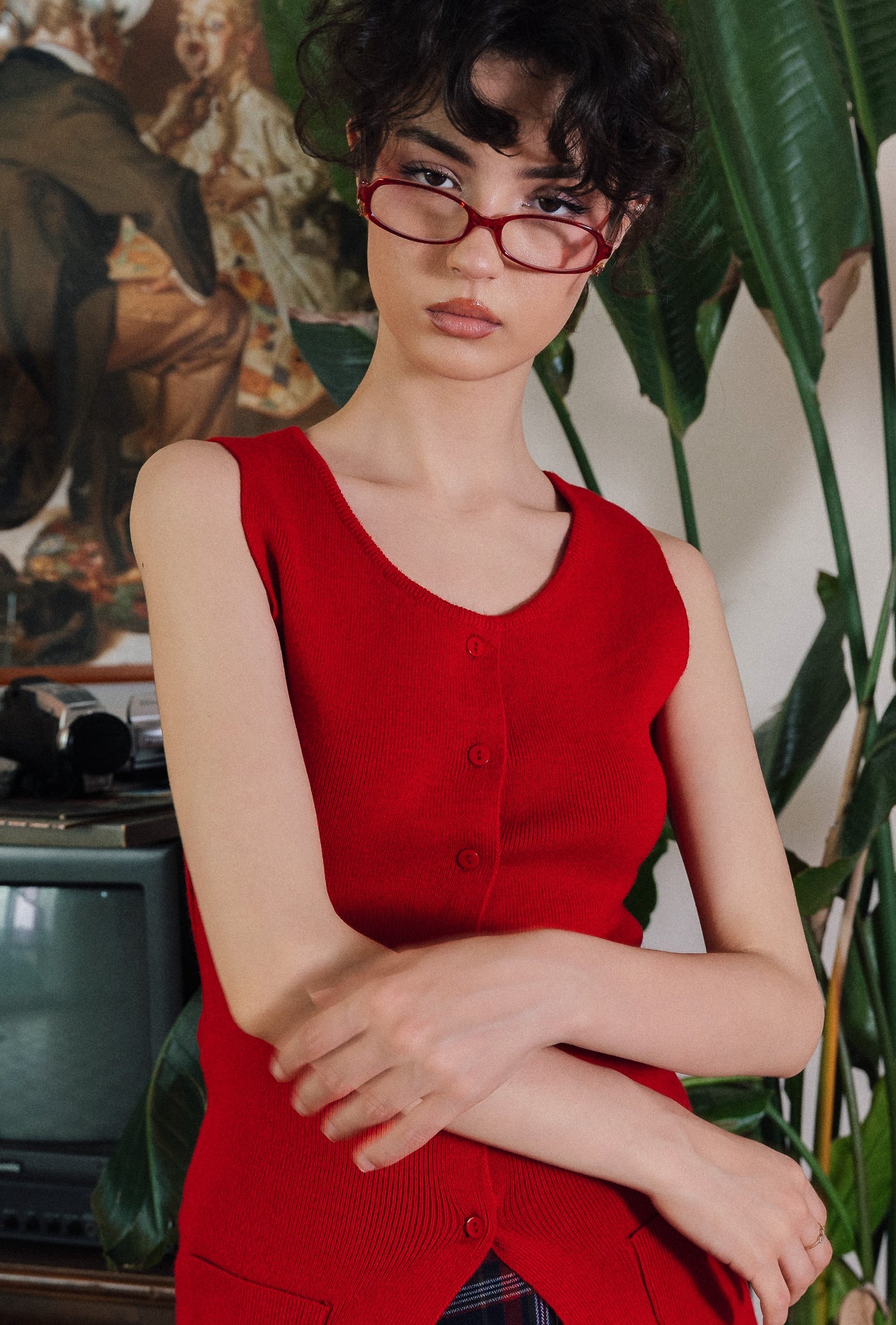 Tomato Red Knit Vest