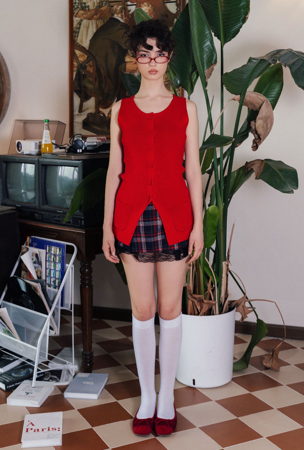 Tomato Red Knit Vest