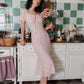Pink Lace Midi Dress