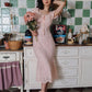 Pink Lace Midi Dress