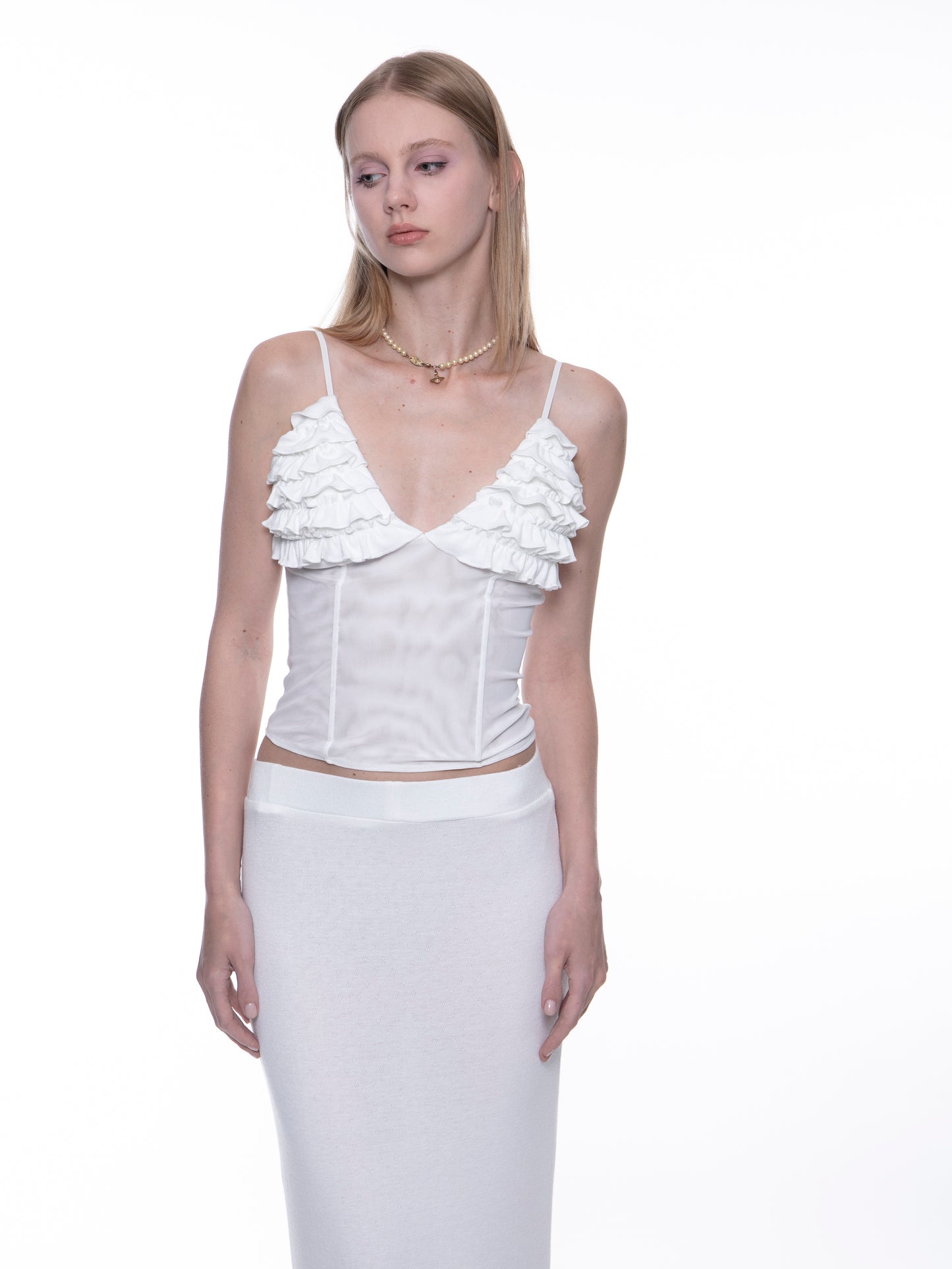 Jayda ruffled fishbone cami top