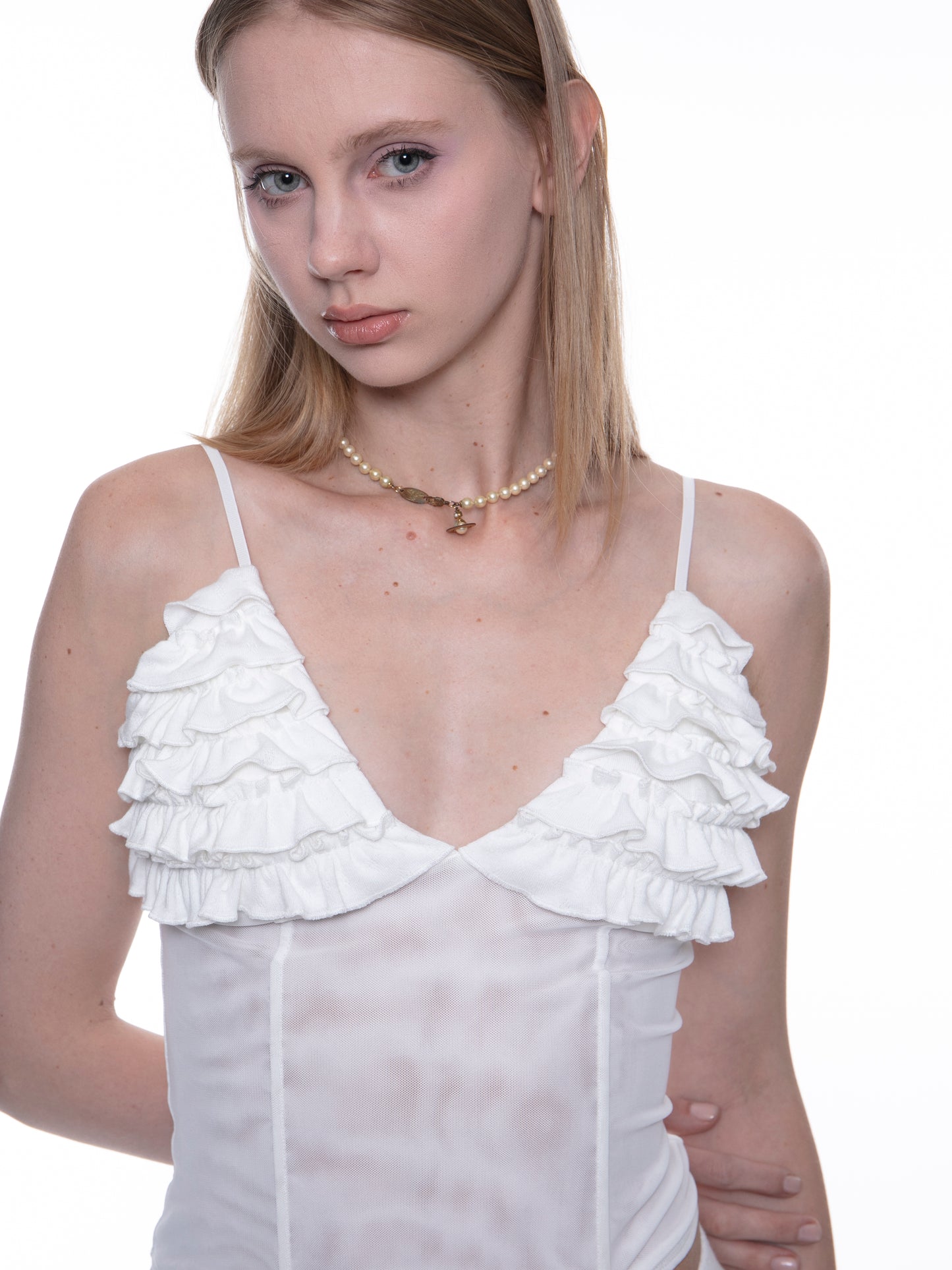 Jayda ruffled fishbone cami top