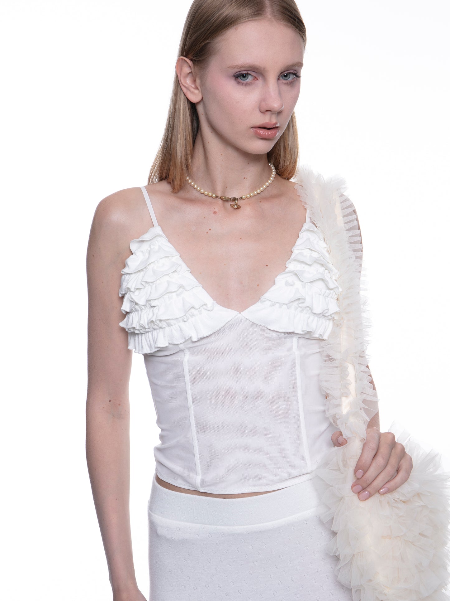 Jayda ruffled fishbone cami top